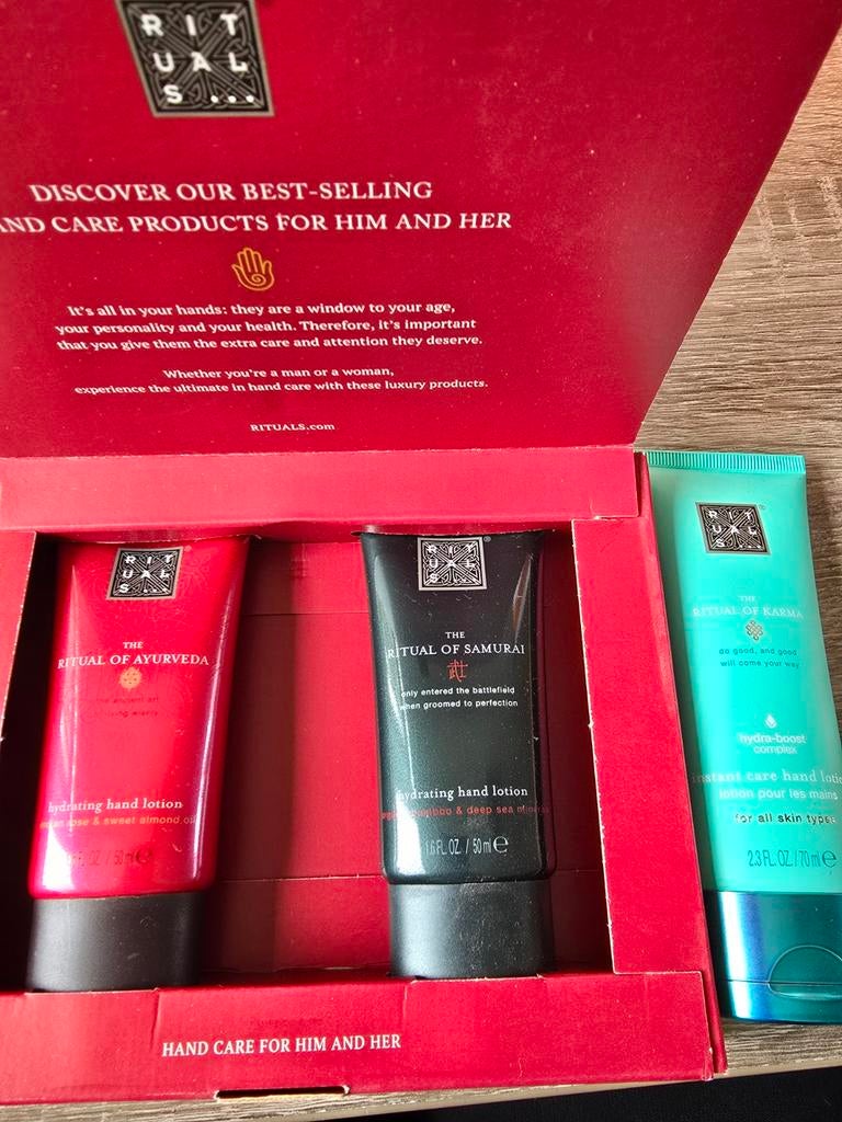 Rituals Hand Care Set - Ayurveda, Samurai, Karma, Ophalen of Verzenden, Nieuw, Bodylotion, Crème of Olie