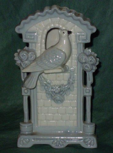 Antiek porseleinen vaasje met duif, Ophalen of Verzenden