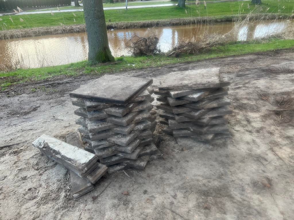 antraciet tegels 50x50 27m2, Tuin en Terras, Tegels en Klinkers, .., Gebruikt, 10 m² of meer, Beton