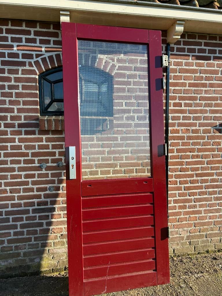 Hardhouten achterdeur / bergingsdeur 82,5x211cm., Ophalen, 80 tot 100 cm, 200 tot 215 cm, Glas