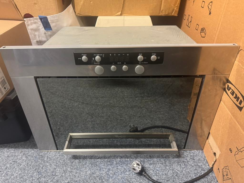 Zilverkleurige Whirlpool multifunctionele magnetron, Ophalen of Verzenden, Zo goed als nieuw, Minder dan 45 cm