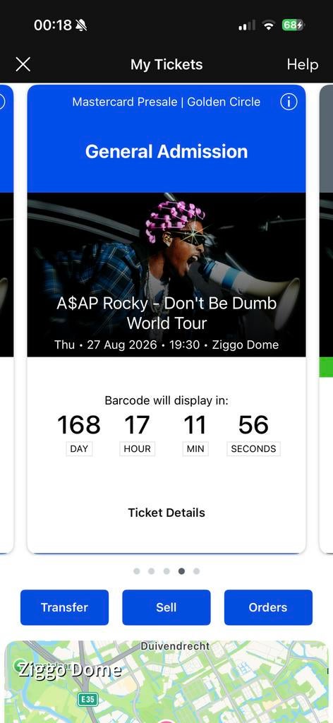 Ticket Asap Rocky Golden Circle Ziggo Dome, Eén persoon