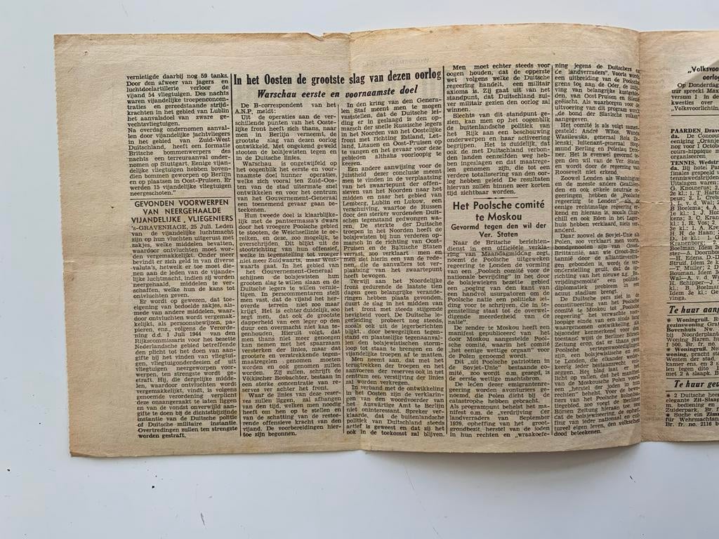 Nieuwsblad van het Noorden 26 juli 1944, oude krant, Ophalen of Verzenden, Gelezen, Krant