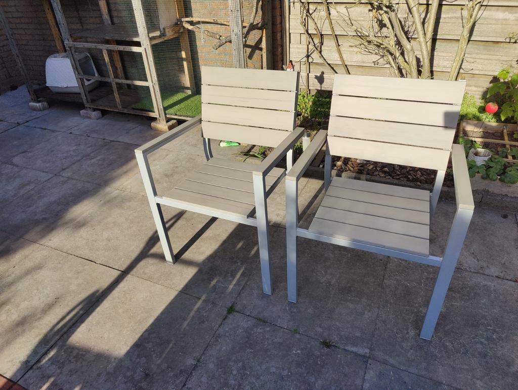 Ikea Falster Tuinstoelen (2x), Ophalen, Gebruikt, Aluminium, Stapelbaar