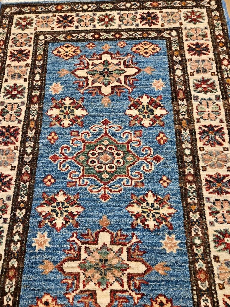 Handgeknoopt oosters tapijt kazak super 91x62, Info@SlatsAntiek.nl, Crème, 50 tot 100 cm, Perzisch