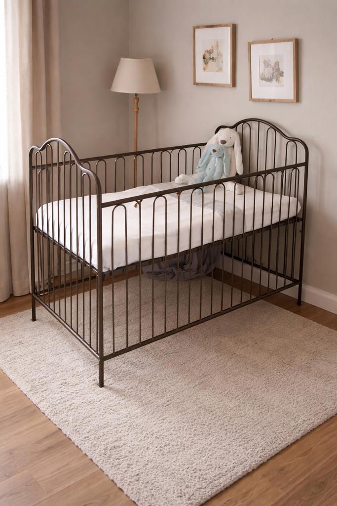 Prachtig stalen ledikant, Kinderen en Baby's, Kinderkamer | Bedden, Ophalen, Zo goed als nieuw, Minder dan 140 cm, Matras