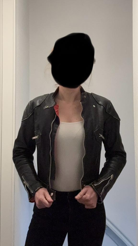 Vintage leren (motor)jack maat xs, Kleding | Dames, Ophalen of Verzenden, Zo goed als nieuw, Maat 34 (XS) of kleiner, Zwart
