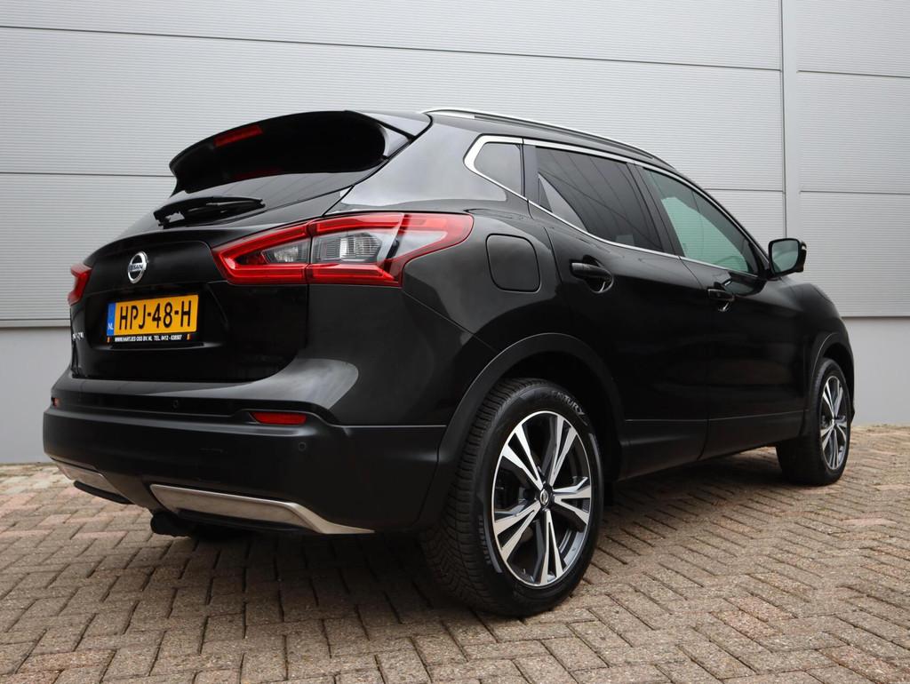 Nissan Qashqai 1.3 DIG-T 160pk Tekna Automaat (Vol-Opties!), Gebruikt, 4 cilinders, Leder en Stof, Zwart
