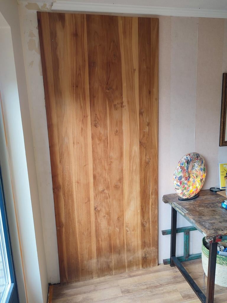 Teakhouten tafelblad onbehandeld 240x100x2.7cm, Ophalen, Rechthoekig, 200 cm of meer, 50 tot 100 cm