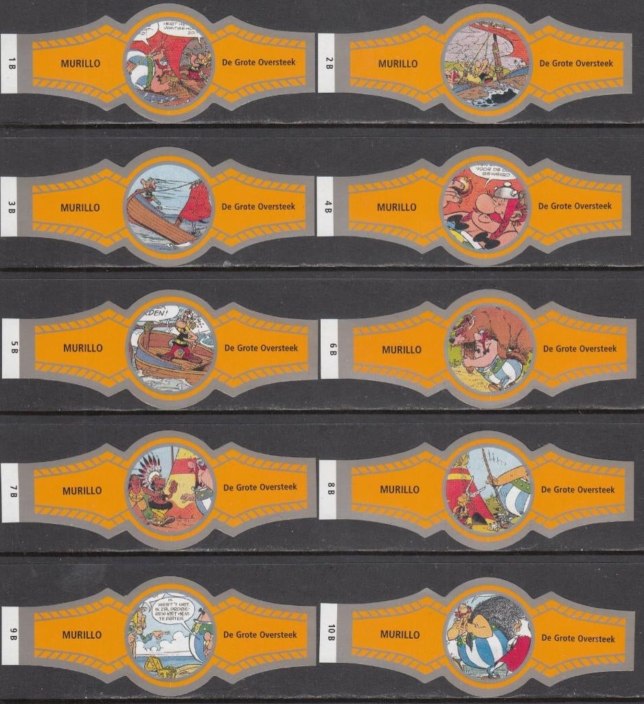 Sigarenbanden Asterix De Grote Oversteek, Murillo 1B-10B, Ophalen of Verzenden, Nieuw, Sigarenbandjes