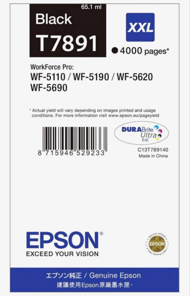 Epson T7891 XXL Zwarte Inktcartridge, Ophalen of Verzenden, Nieuw, Cartridge