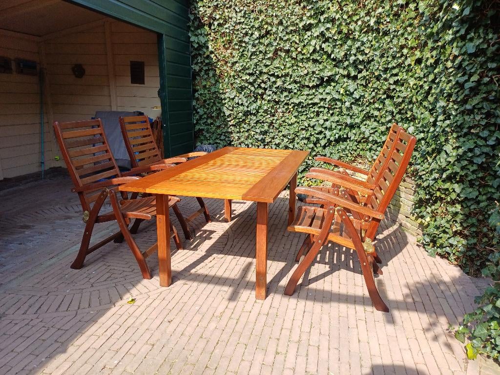 Zeer mooie tuinmeubelset, Tuin en Terras, Tuinsets en Loungesets, 4 zitplaatsen, Gebruikt, Teakhout, Ophalen of Verzenden