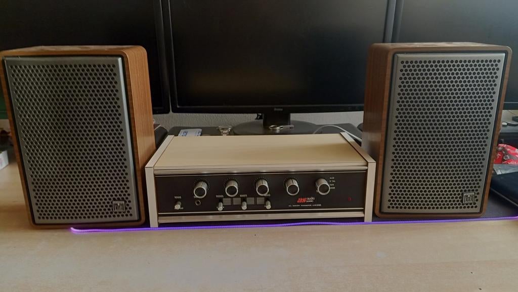 Leuke vintage versterker met Grundig speakers te koop!, Ophalen of Verzenden, Minder dan 60 watt, Overige merken