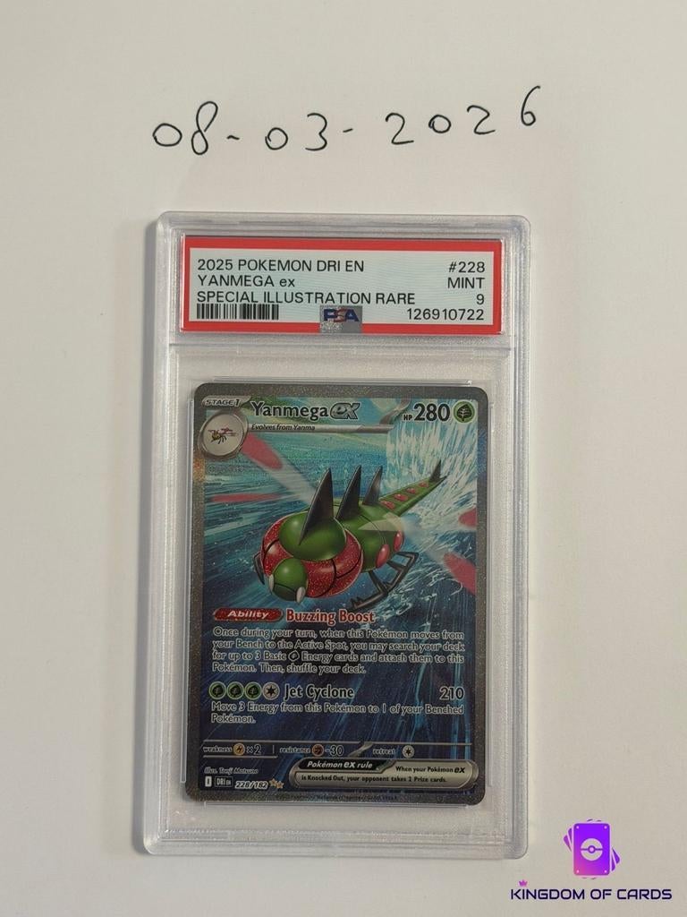 Yanmega ex Special Illustration Rare PSA 9 Pokémon Kaart, Ophalen of Verzenden, Zo goed als nieuw, Losse kaart, Foil