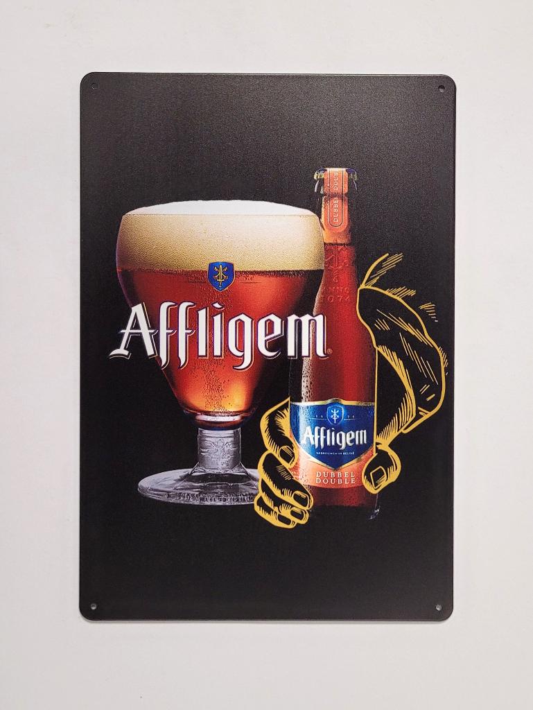 Affligem bier fles glas reclamebord van metaal wandbord deco, Verzamelen, Biermerken, Ophalen of Verzenden, Nieuw, Reclamebord, Plaat of Schild