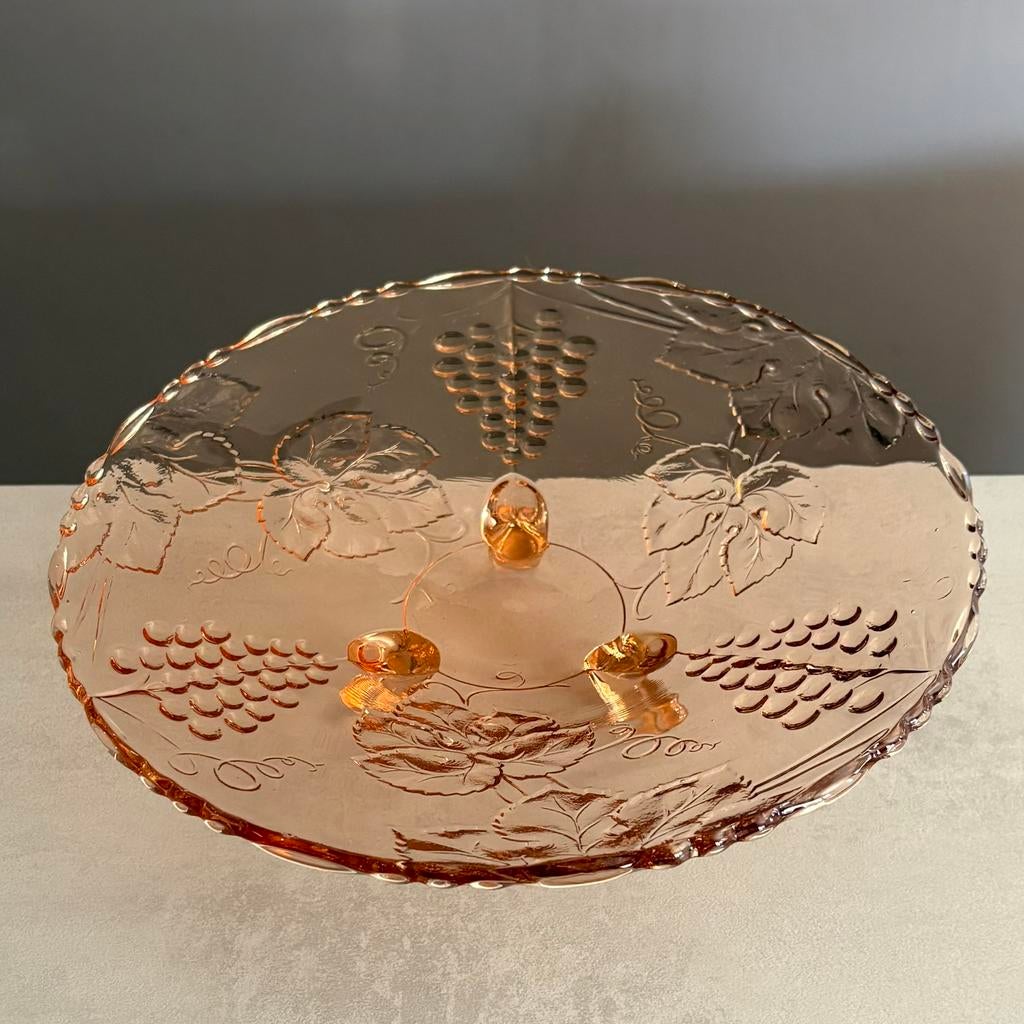 Vintage persglazen fruitschaal op voetjes jaren ‘30/40, Antiek en Kunst, Ophalen of Verzenden