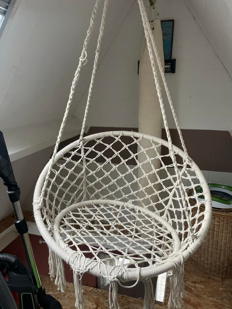 Beige bohemian hangstoel, Huis en Inrichting, Ophalen, Bruin, Zo goed als nieuw, Eén