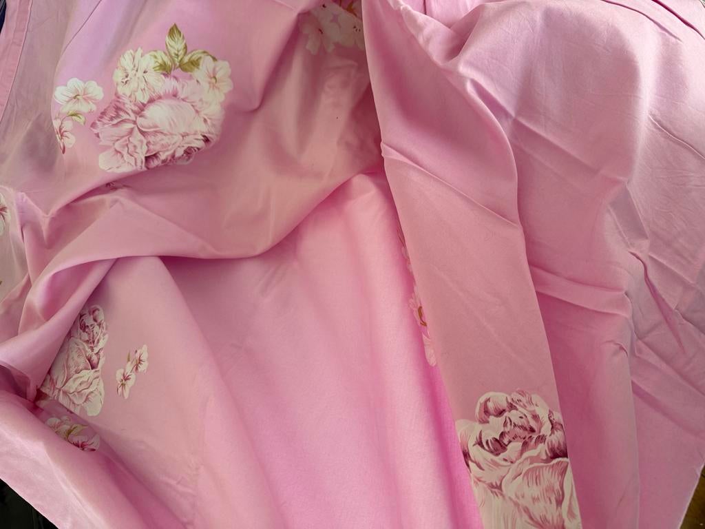 Roze dekbedovertrek met bloemen - Lakens, Eenpersoons, Dekbedovertrek, Ophalen of Verzenden, Zo goed als nieuw