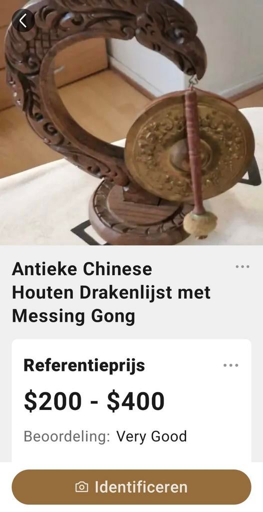 Antieke Chinese Gong met Drakenstandaard, Antiek en Kunst, Ophalen of Verzenden