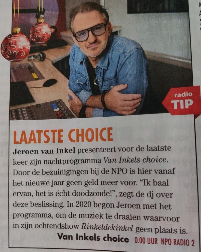 Jeroen van Inkel laatste keer Van Inkels choice, Ophalen of Verzenden, 1980 tot heden, Nederland, Knipsel(s)