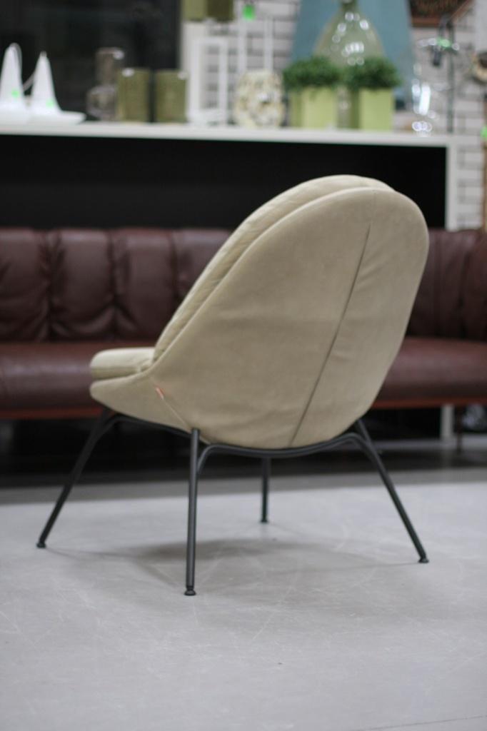 Luxe fauteuil Curtis Jess Design leer naturel beige, Ophalen, 75 tot 100 cm, Zo goed als nieuw, Leer