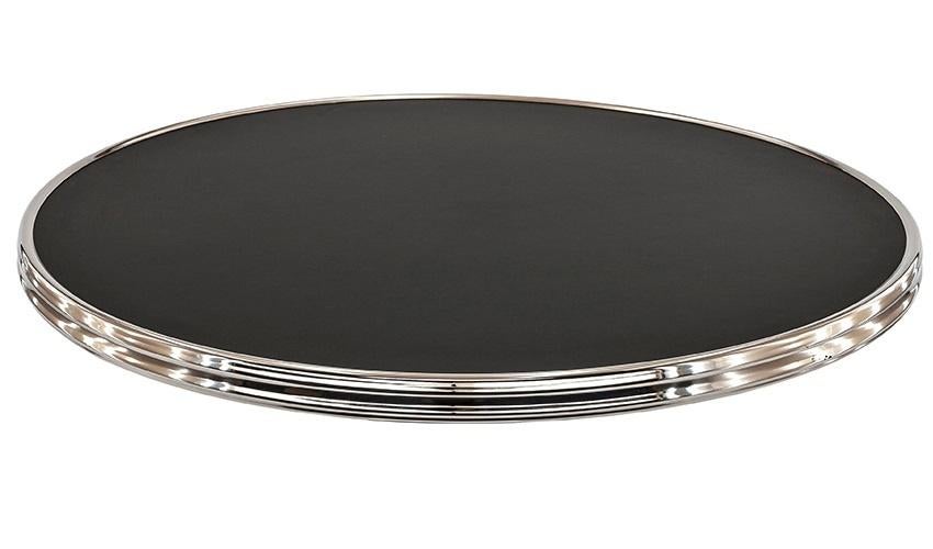 Tafelblad black siyah met chromen rand