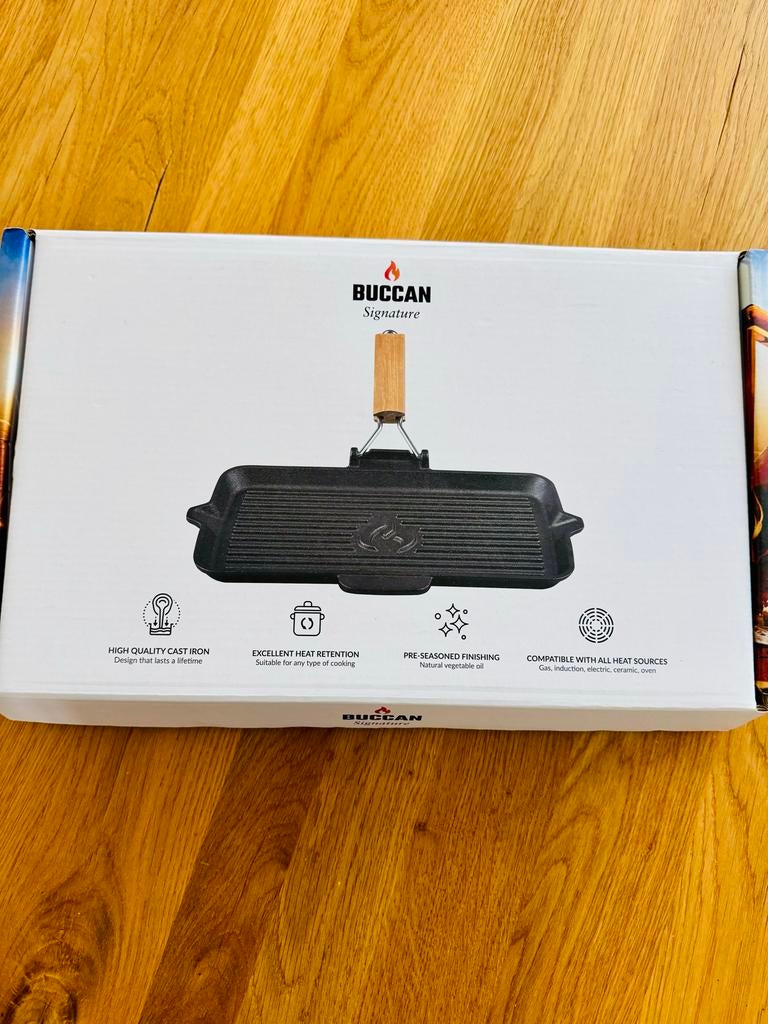 Buccan Gietijzeren Grillpan - Zo Goed Als Nieuw!, Ophalen of Verzenden, Zo goed als nieuw, Gietijzer, Koekenpan of Braadpan