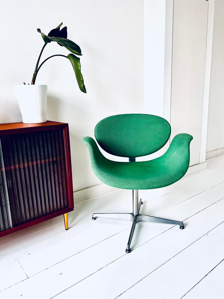 Groene Tulip stoel van Artifort Piere Paulin, Ophalen, Gebruikt, 75 tot 100 cm, Stof