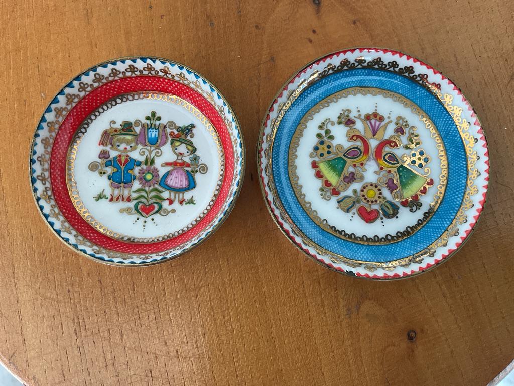 Vintage Arta Austria emaille schaaltjes goud tirol paradijs, Antiek en Kunst, Ophalen of Verzenden