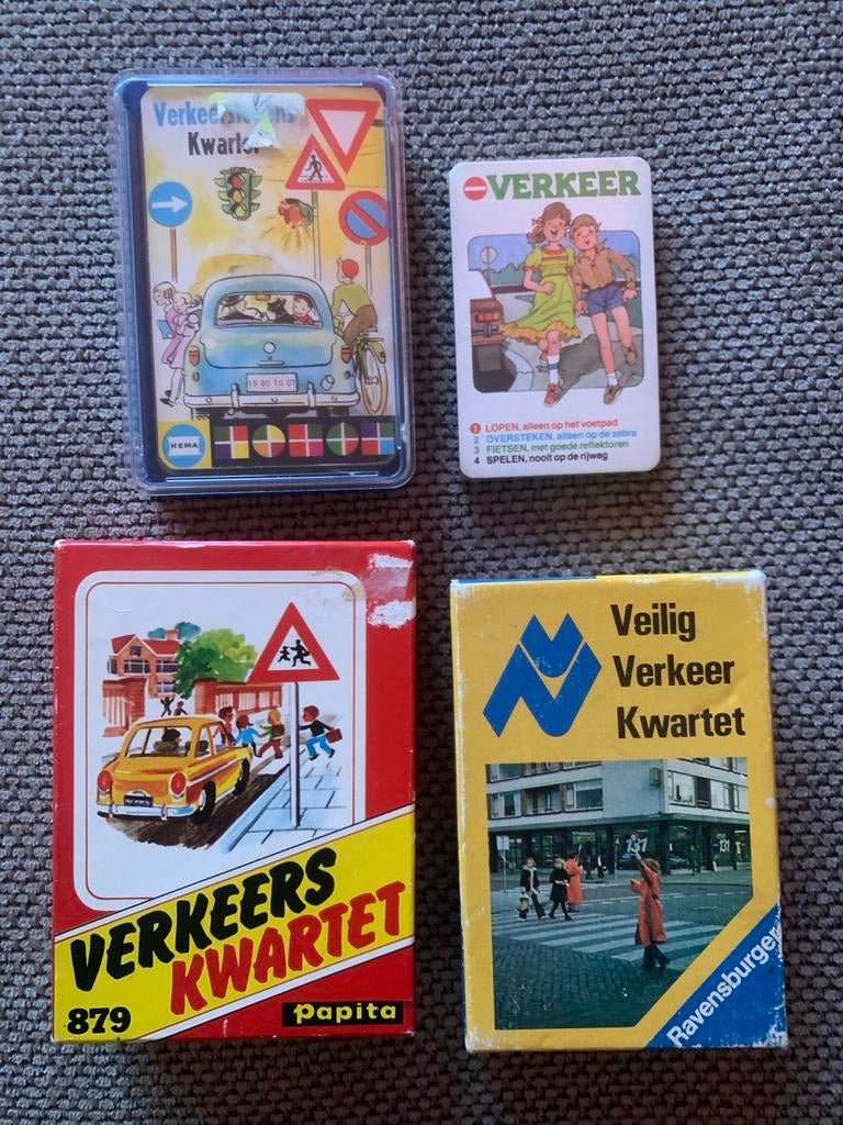 4x Verkeerskwartet Verkeer - HEMA, Papita, Ravensburger, Verzamelen, Ophalen of Verzenden, Kwartet(ten)