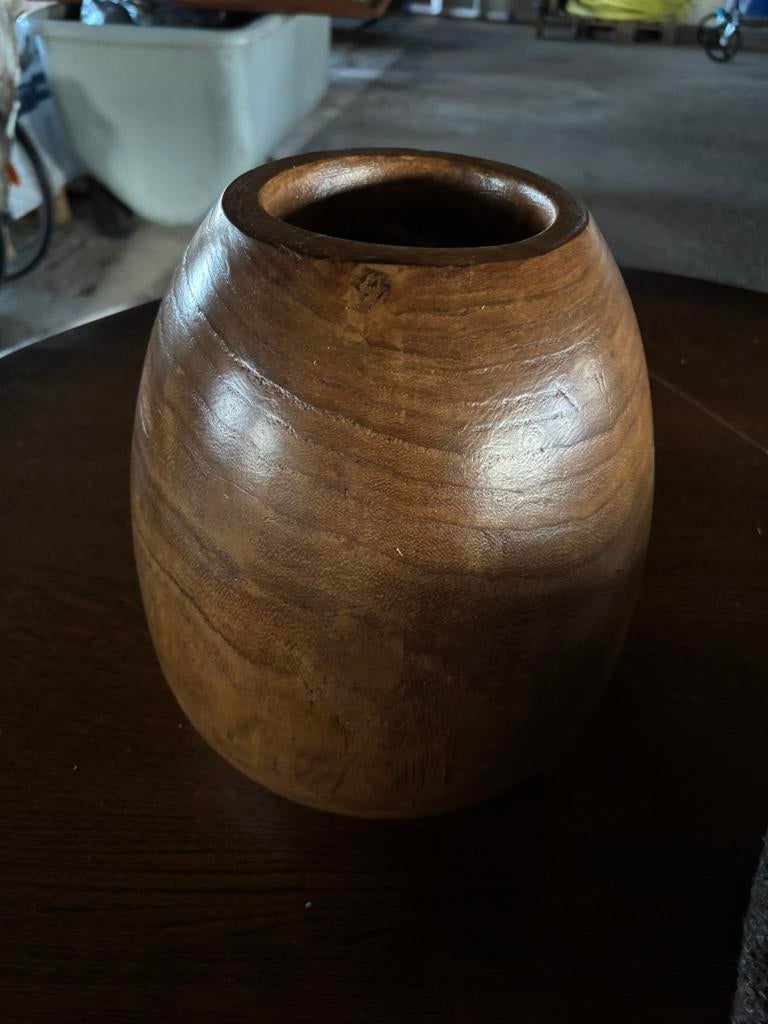 Prachtige gedraaide houten vaas, Overige kleuren, Ophalen of Verzenden, Minder dan 50 cm, Glas