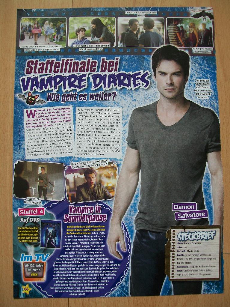 Artikel over The Vampire Diaries uit Duits tijdschrift - A4, Verzamelen, Ophalen of Verzenden, Nieuw, Boek, Tijdschrift of Artikel