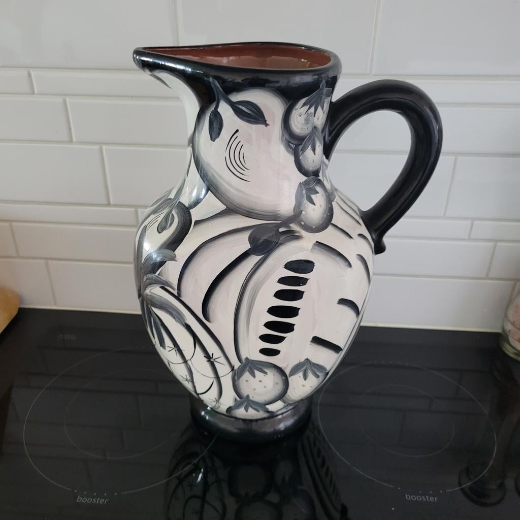 Handgemaakte Mexicaanse aardewerk kruik, Gebruikt, Wit, Aardewerk of Porselein, Ophalen of Verzenden