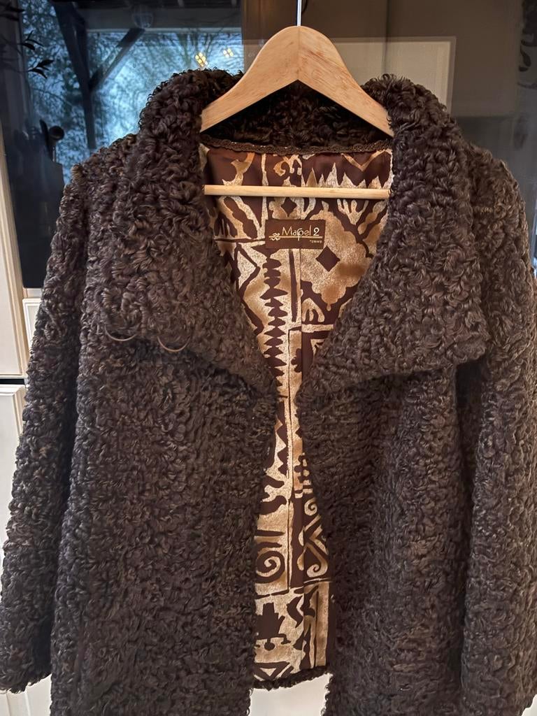 Italiaanse Karakul  echte Bontjas - Maat 40, Ophalen of Verzenden, Gedragen, Maat 38/40 (M), Bruin