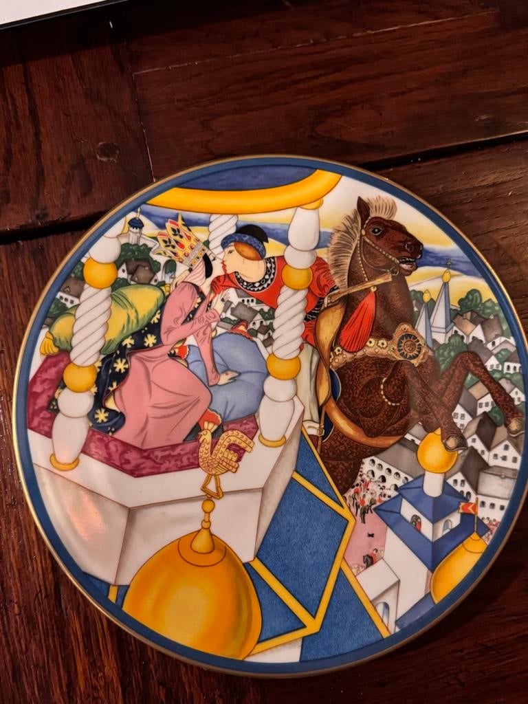 Vintage Decoratief Bord met Koning en Paard, Ophalen of Verzenden