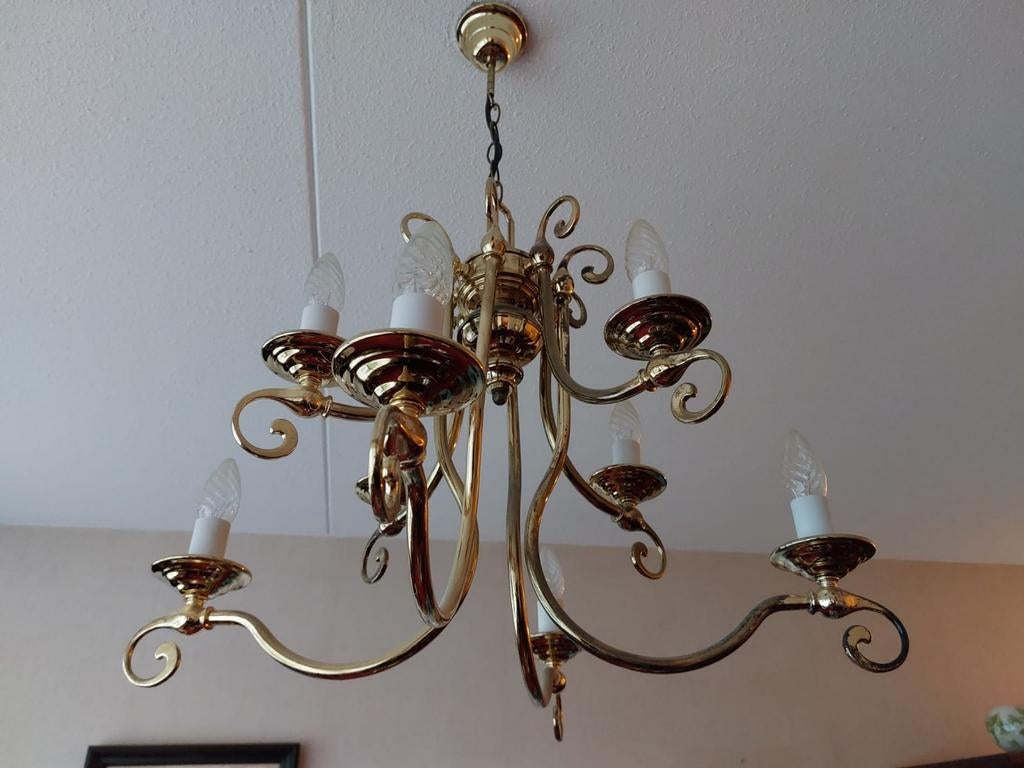 Prachtige en aparte messing kroonluchter, Ophalen