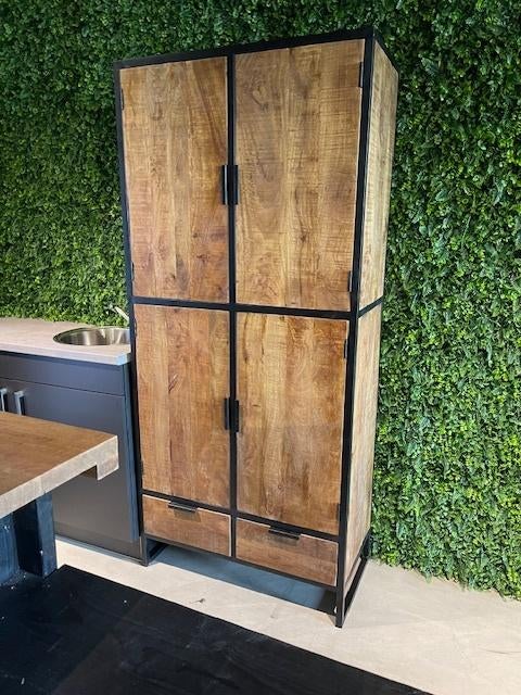 Kabinet 90 cm massief mango metaal gratis thuis voorraad, Overige houtsoorten, Met deur(en), Nieuw, Ophalen of Verzenden