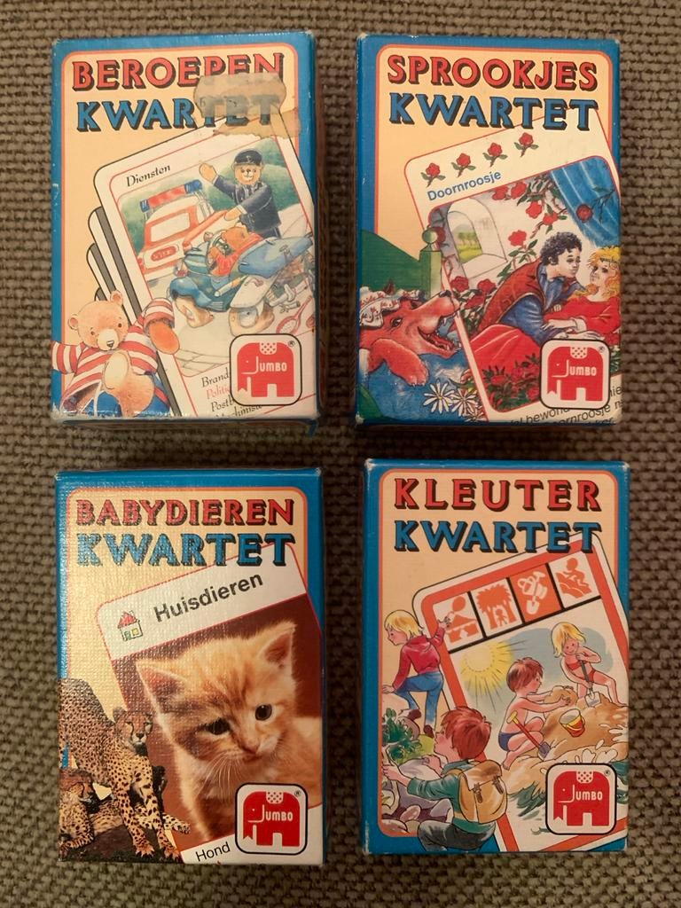Vintage Jumbo Kwartet Spellen - Set van 4