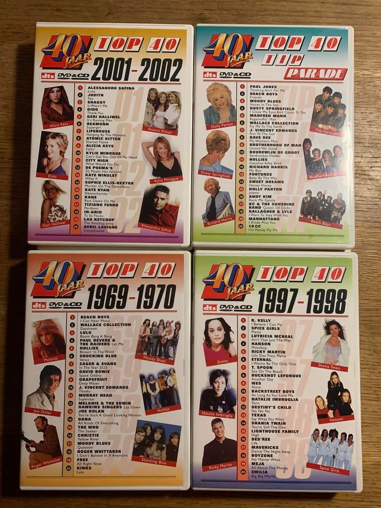 8 TOP 40 dvd’s jaaroverzichten., Alle leeftijden, Ophalen of Verzenden, Zo goed als nieuw, Muziek en Concerten