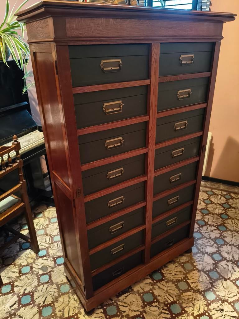 Antieke archiefkast, notariële Cartonniere, ladenkast., Ophalen, Gebruikt, 25 tot 50 cm, Minder dan 100 cm