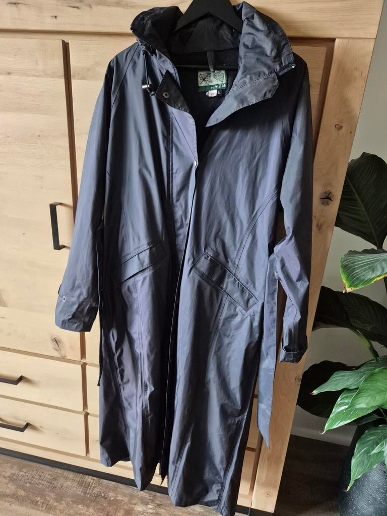 Donkerblauwe lange regenjas Agu maat 40, Ophalen of Verzenden, Gebruikt, Regenjas, Dames