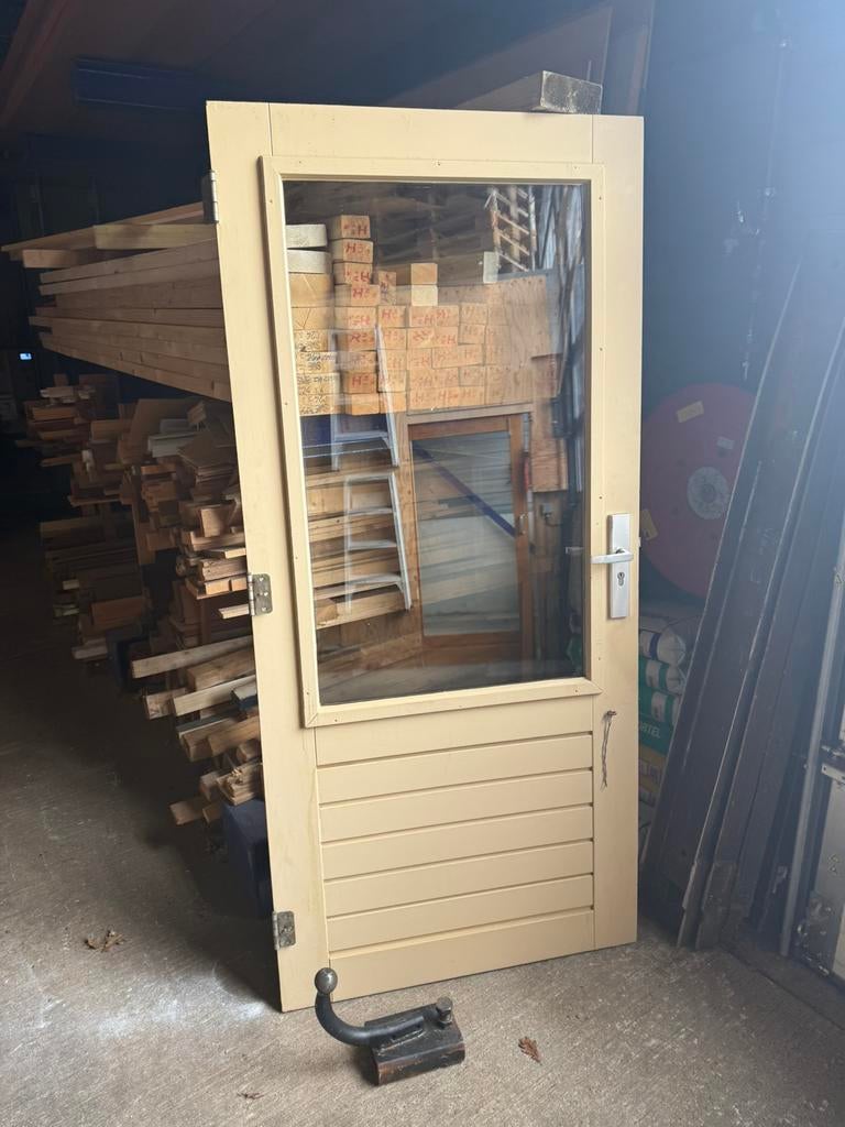 Harhouten achterdeur in goede straat 93/201.5, Doe-het-zelf en Verbouw, Gebruikt, Overige typen, 150 tot 225 cm, Inclusief glas