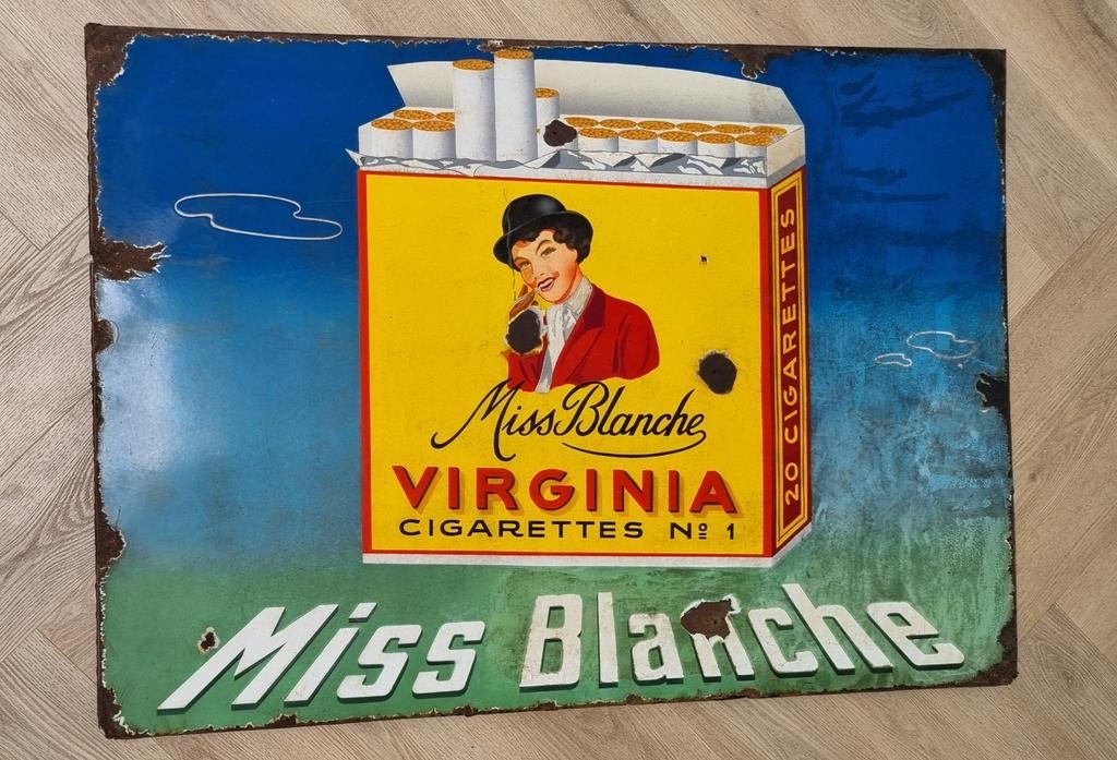 Antiek emaille bord reclamebord tabak zeldzaam verzameling, Ophalen of Verzenden, Gebruikt, Reclamebord