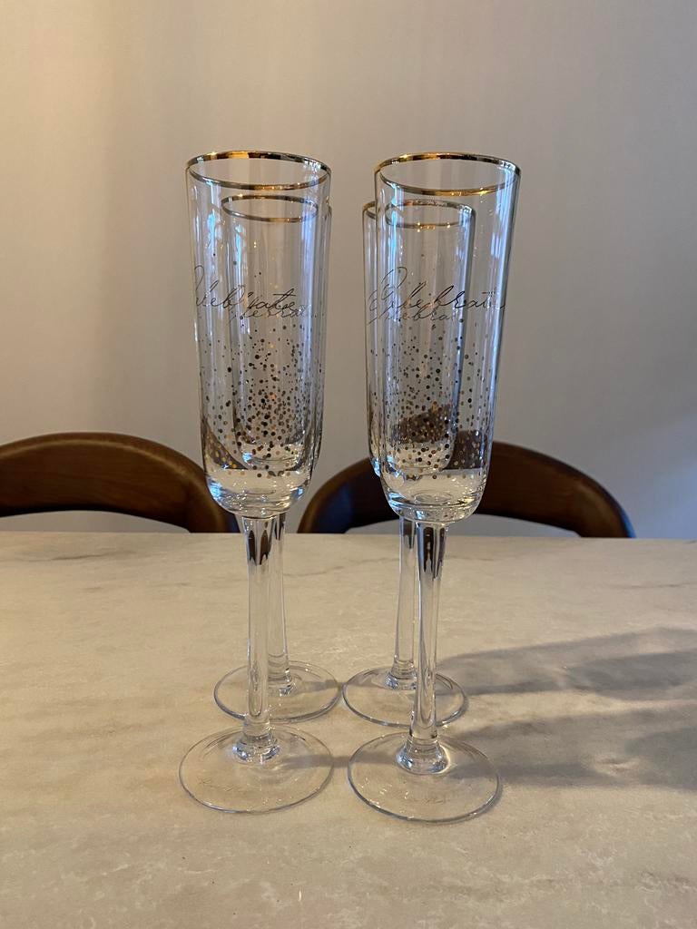 4 champagneglazen Rivièra Maison ‘Celebrate’, Ophalen, Zo goed als nieuw, Overige typen