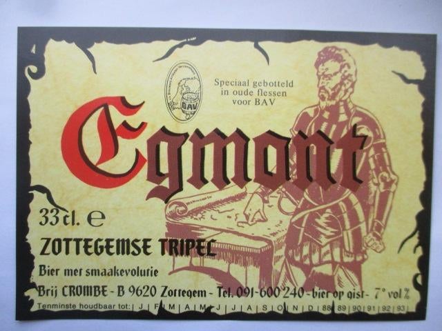 bieretiket Belgie 31-3 (B20) crombe, Verzamelen, Biermerken, Ophalen of Verzenden, Gebruikt, Overige typen, Overige merken
