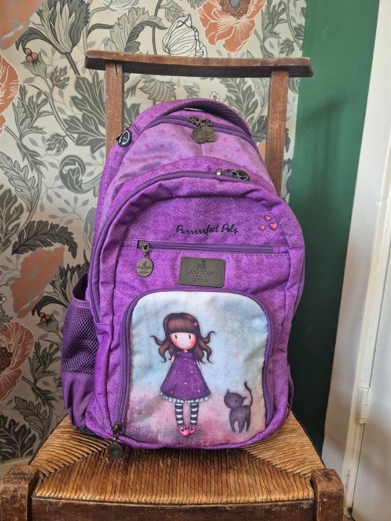 Santoro Gorjuss rugzak - paars met wieltjes, Gebruikt, 25 tot 40 cm, Ophalen of Verzenden, Overige merken