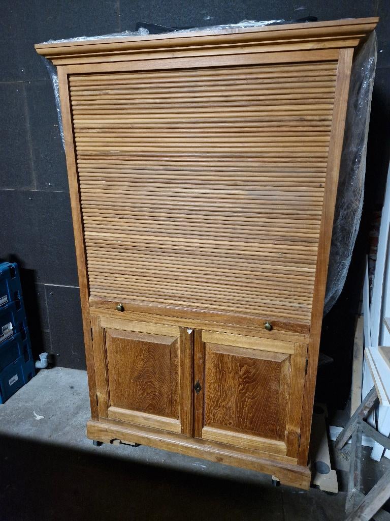 Teakhouten kast/ pc meubel, Ophalen, Teakhout, Zo goed als nieuw, 150 tot 200 cm