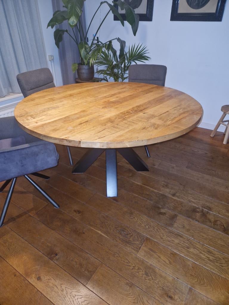 Mangohout tafel rond, Ophalen, Gebruikt, Rond, Overige houtsoorten