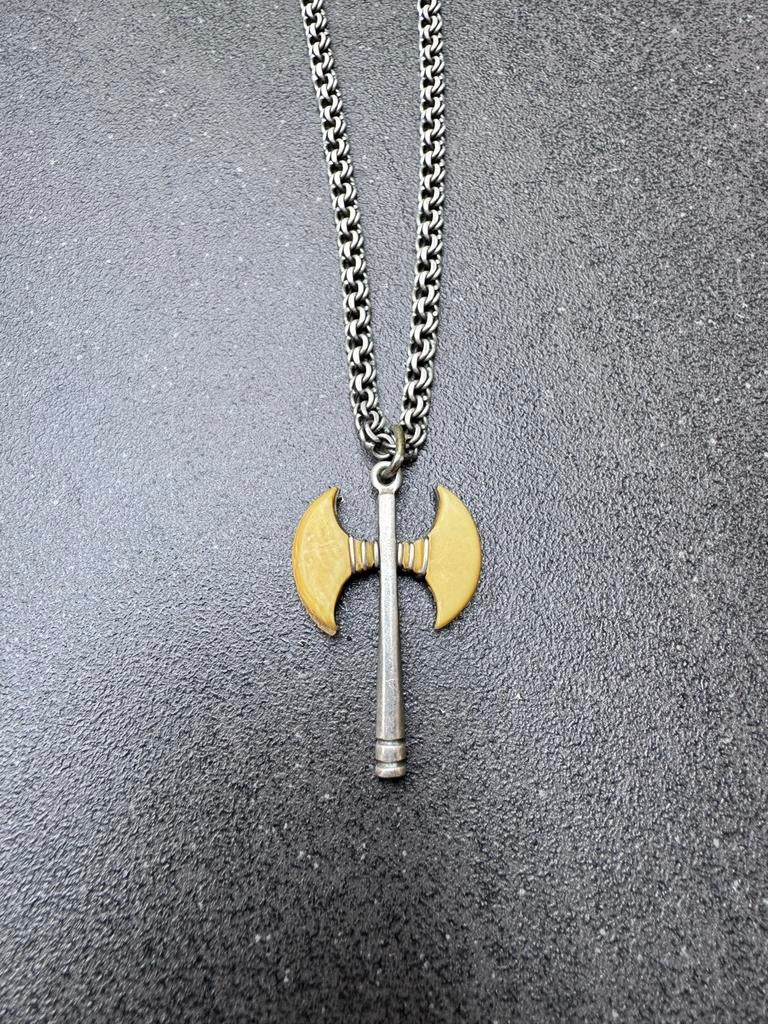 Zilveren Labrys Hanger - Minoïsche Dubbele Bijl Symbool, Ophalen of Verzenden, Nieuw, Zilver, Kruis of Symbool