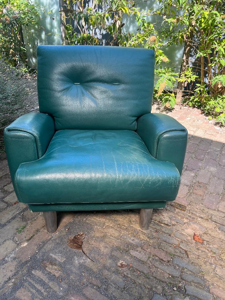Leolux Hugo de Ruiter Bobo Rock and Roll Fauteuil leer, Ophalen, 75 tot 100 cm, Leer, Zo goed als nieuw